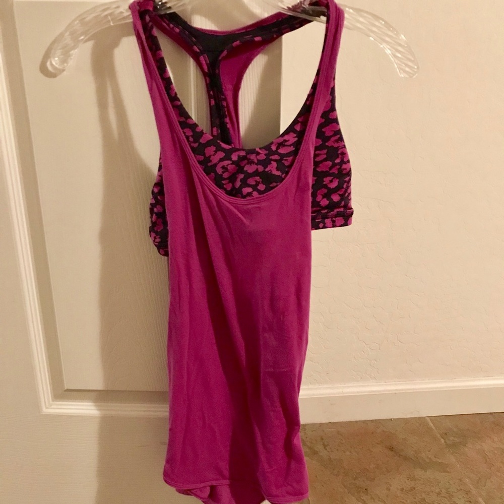Lulu magenta sports bra/ tank set